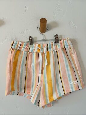 EUC Roxy Girls Board Shorts Stripes Sz S 5/6 Pool Vacation Summer